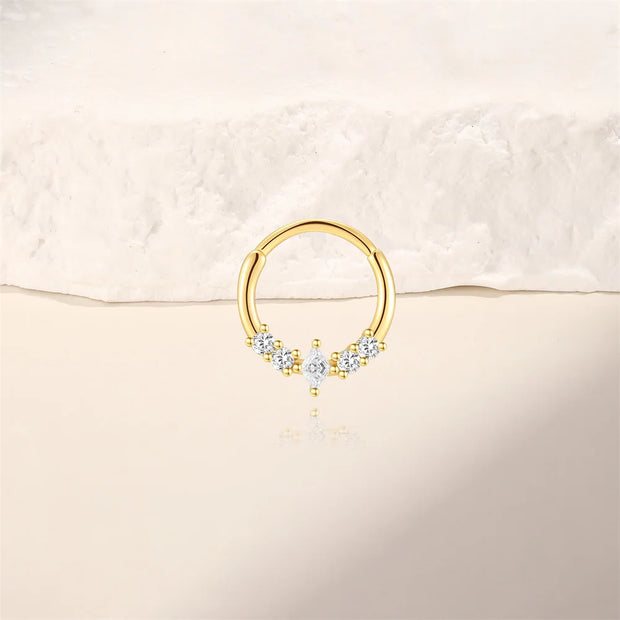 Sterling Silver Zircon Nose Ring - Elegant 925 Hoop