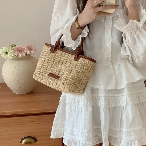 Woven Straw Crossbody Tote