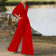 Elegant Wide-Leg V-Neck Jumpsuit