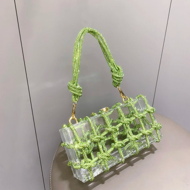 handmade Rhinestones Evening bag silver Crystal handmade Bags