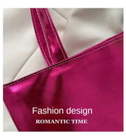 Shiny Metallic Leather Tote  Bag