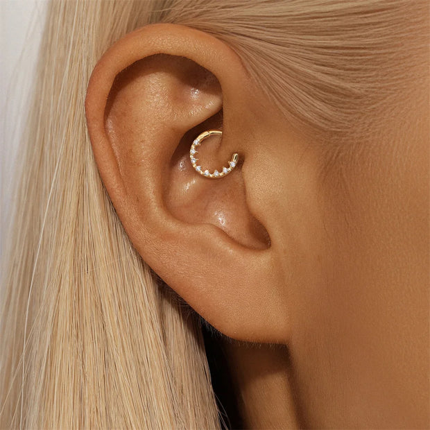 Sterling Silver Zircon Nose Ring - Elegant 925 Hoop