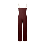 Women Jumpsuit Feather Tube Top Sexy Evening Party Jump Suits Sleeveless High-waisted Straight Playsuits Night Clubwear Overalls
