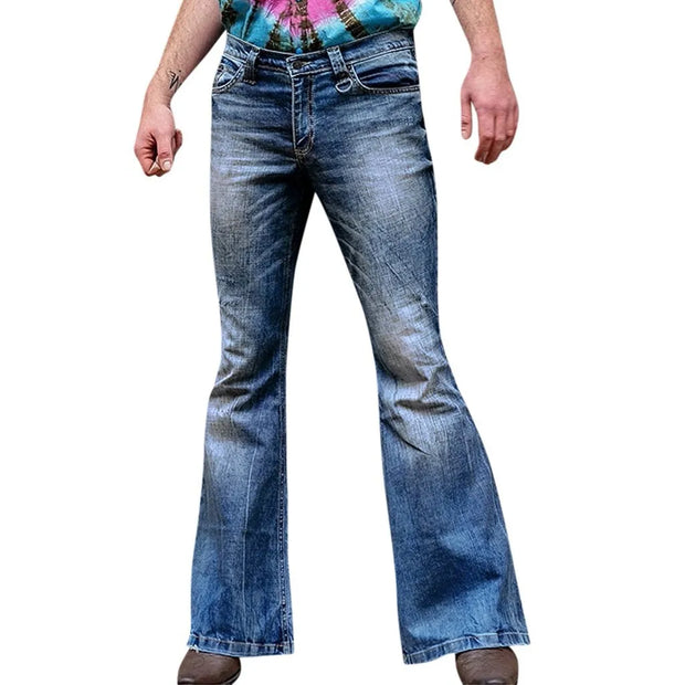 Denim Fashion Pants Distressed Straight Trouser Flare Jeans Loose Long Casual Trousers Sport Jogger Men Clothing Sweatpants