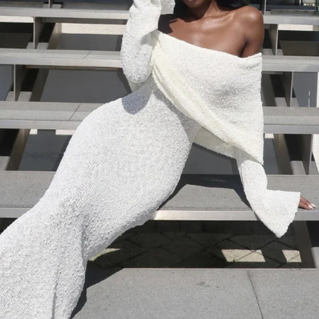 Knitted Off-Shoulder Maxi Beach Dress
