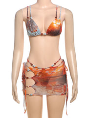 Vibrant 3-Piece Bikini Set - Tropical Edition