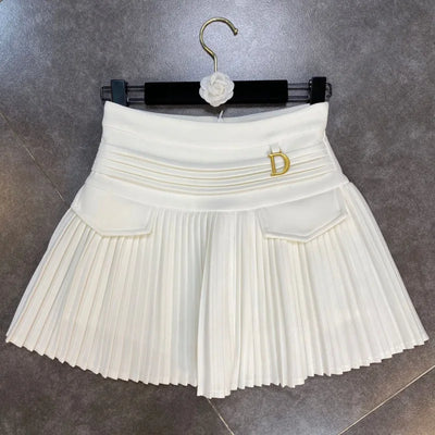 Pleated High-Waist Mini Skirt