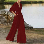 Elegant Wide-Leg V-Neck Jumpsuit