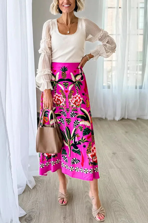 Streetwear Ladies Vintage Floral Skirt