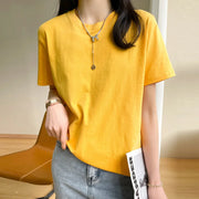 Women T-shirts  Tops Solid Short Sleeve