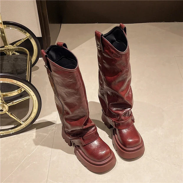 Retro High Western Boots - Bold Streetwear Look