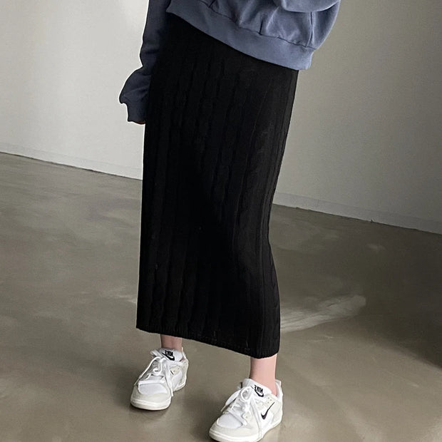 Solid Knitted Skirts For Womenew