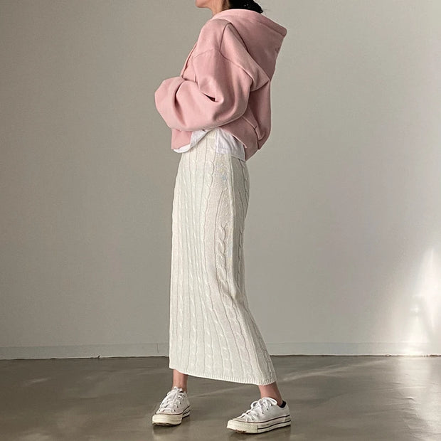 Solid Knitted Skirts For Womenew