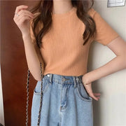 Blusas Mujer Blouses Top FemmeTops Women Blusas Mujer De Moda Verano Short Sleeve Knit Blouse Women Knitted Pullovers 2025