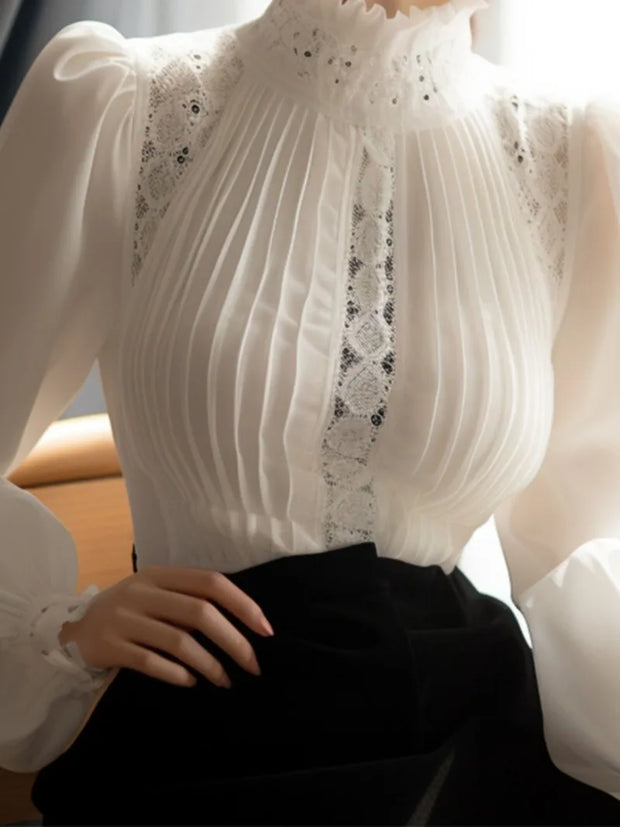 Elegant Lace Patchwork Blouse Top