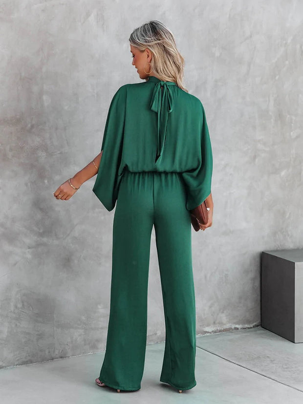 Elegant Cape Sleeve Jumpsuit - Autumn Chic