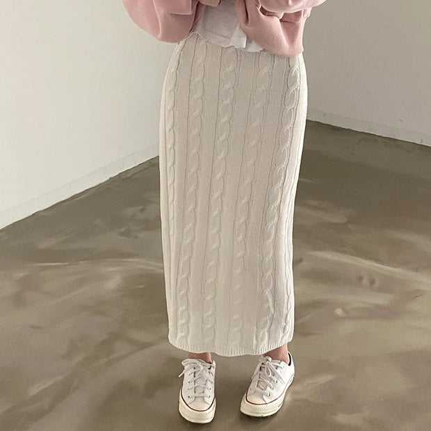 Solid Knitted Skirts For Womenew
