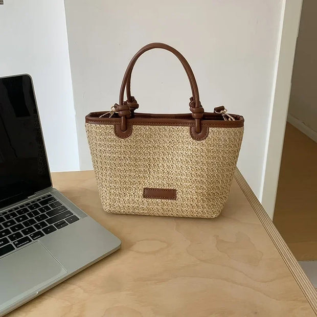 Woven Straw Crossbody Tote