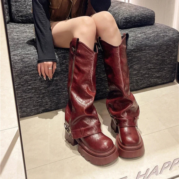 Retro High Western Boots - Bold Streetwear Look