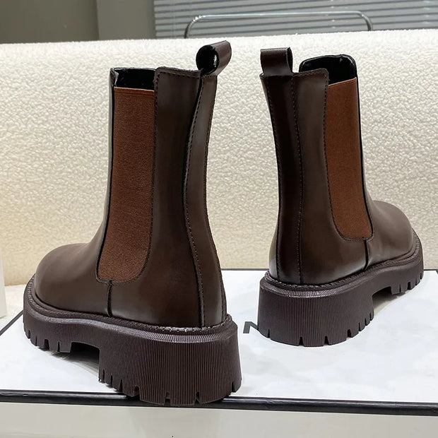 2024 Chelsea boots new thick-soled women's winter shoes for women autumn fashion thick-soled short boots for women