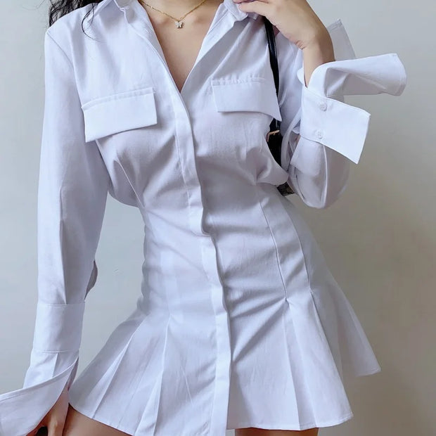 Cotton Shirt Dress Blouse