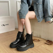 Women Boots Goth Casual Shoes Woman Leather Chelsea Classic Motorcycle Female Goth Shoes High Platform Boots Women Botas Mujer