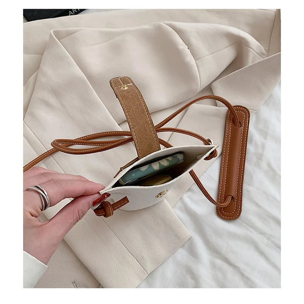 Women's Mobile Phone Bag Female Messenger Shoulder Bags Crossbody Retro PU Leather Bags Mini Handbags New Girls Purse Designer