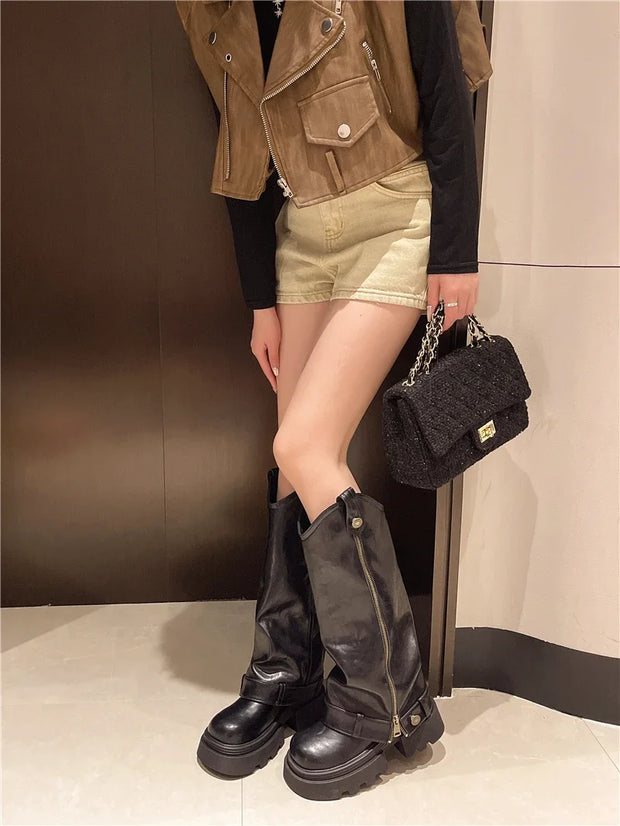 Retro High Western Boots - Bold Streetwear Look