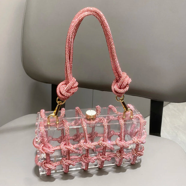 handmade Rhinestones Evening bag silver Crystal handmade Bags