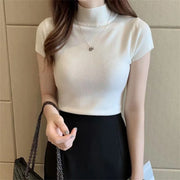 Classic Knit Short Sleeve Blouse Top