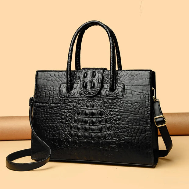 Elegant Croc-Embossed PU Leather Tote