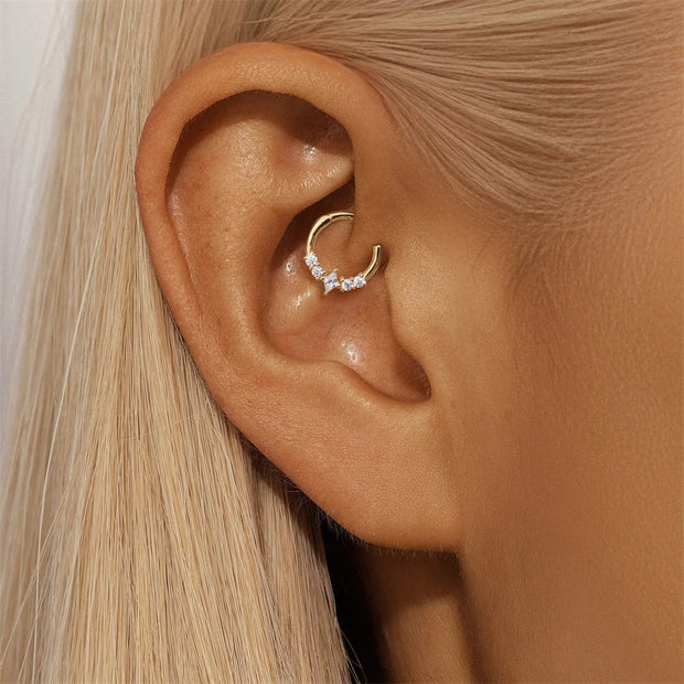 Sterling Silver Zircon Nose Ring - Elegant 925 Hoop