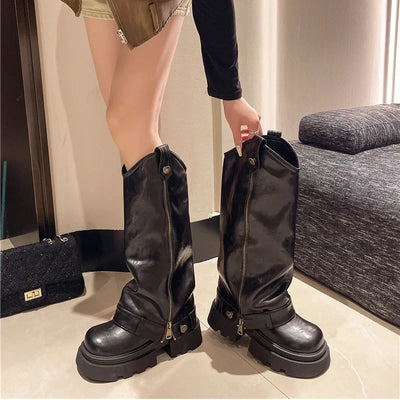 Retro High Western Boots - Bold Streetwear Look