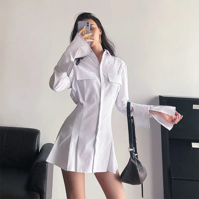 Cotton Shirt Dress Blouse