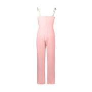 Women Jumpsuit Feather Tube Top Sexy Evening Party Jump Suits Sleeveless High-waisted Straight Playsuits Night Clubwear Overalls