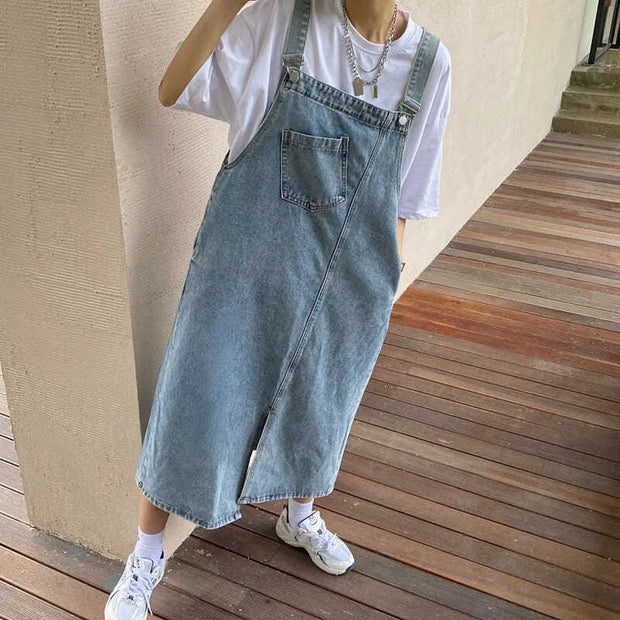 Spring Summer Denim Overall Dress Women