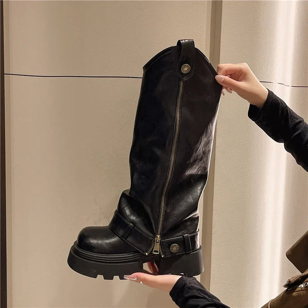 Retro High Western Boots - Bold Streetwear Look
