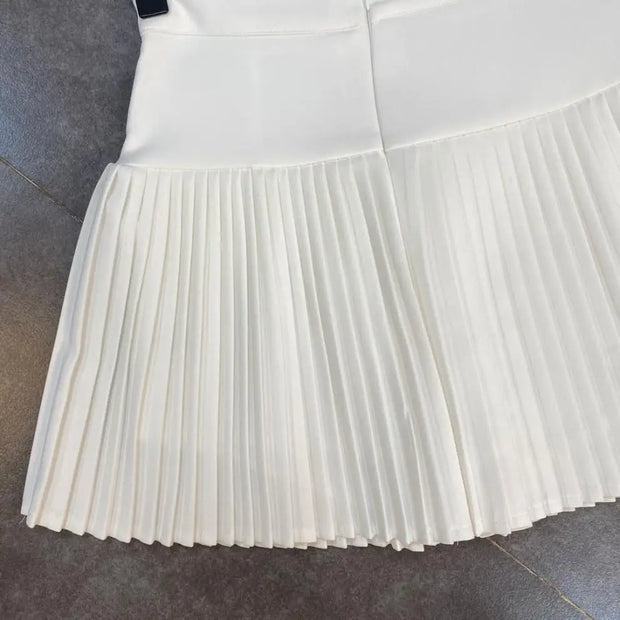 Pleated High-Waist Mini Skirt