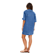 Fashion Denim Dress Casual V Neck Short Sleeve Loose Distressed Jean Dress 2024 Spring Summer Street Style Dresses Female