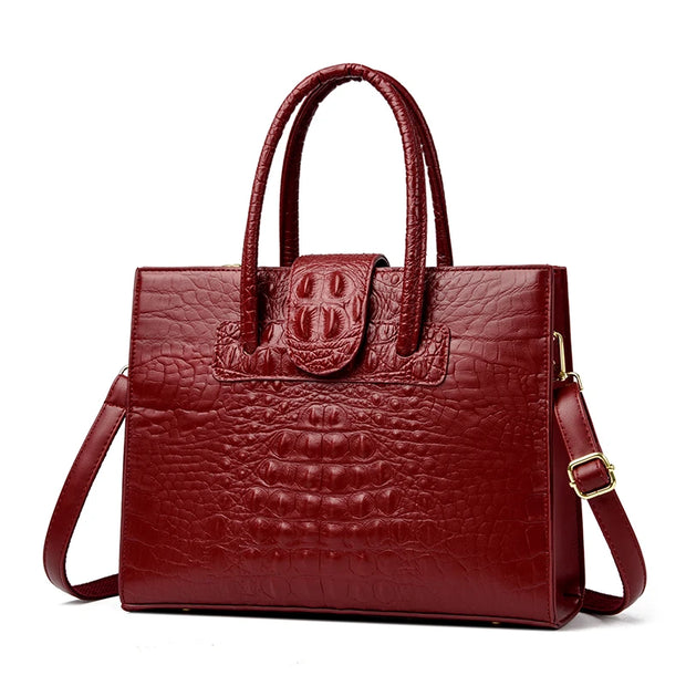 Elegant Croc-Embossed PU Leather Tote