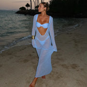 Sexy Beach Vacation Dress See Through Backless