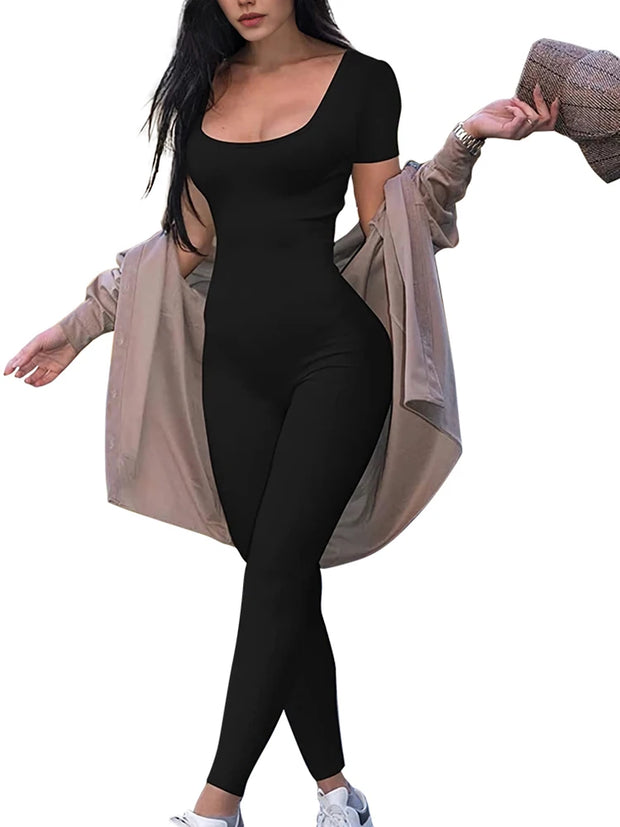 Short Sleeve Slim Fit Jumpsuit