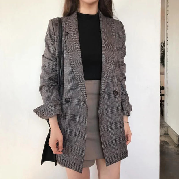 Timeless Checkered Winter Blazer