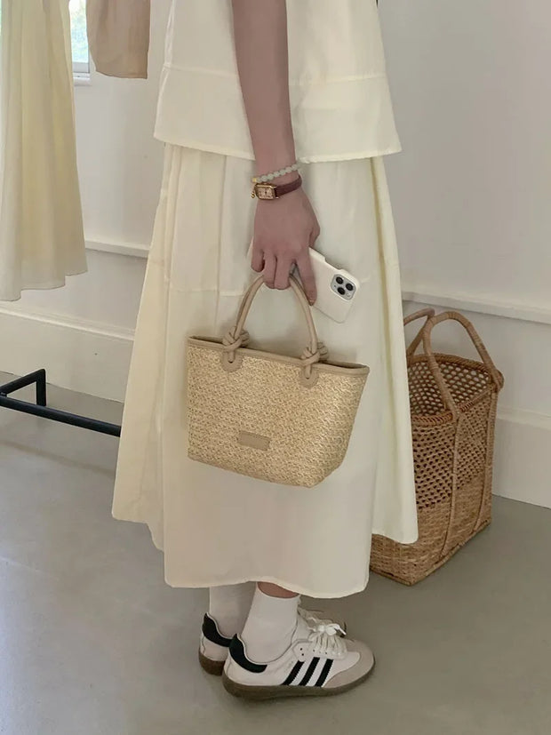 Woven Straw Crossbody Tote