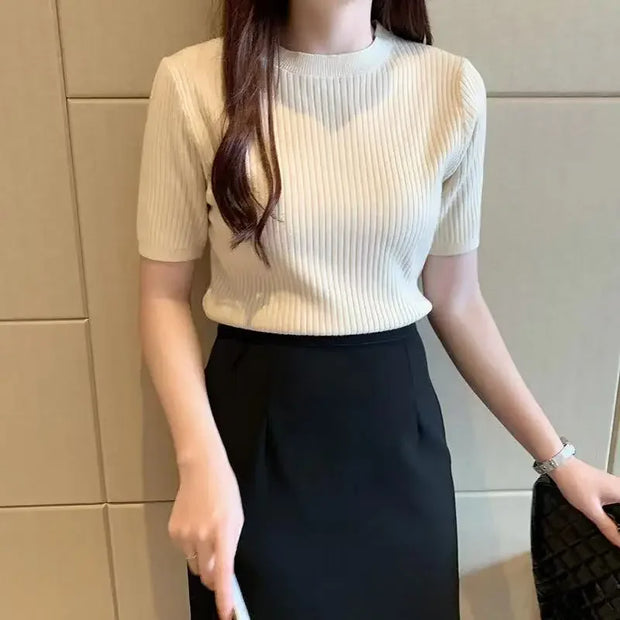 Blusas Mujer Blouses Top FemmeTops Women Blusas Mujer De Moda Verano Short Sleeve Knit Blouse Women Knitted Pullovers 2025