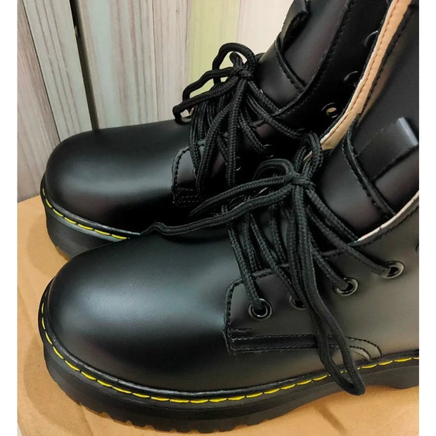 Women Boots Goth Casual Shoes Woman Leather Chelsea Classic Motorcycle Female Goth Shoes High Platform Boots Women Botas Mujer