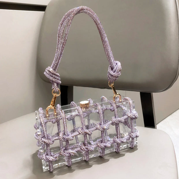 handmade Rhinestones Evening bag silver Crystal handmade Bags