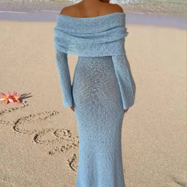 Knitted Off-Shoulder Maxi Beach Dress