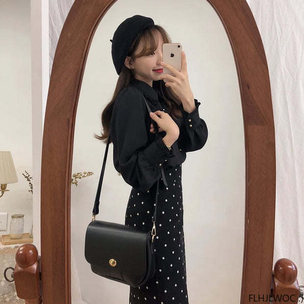 Bow Tie Long Sleeve Blouse Top