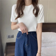 Blusas Mujer Blouses Top FemmeTops Women Blusas Mujer De Moda Verano Short Sleeve Knit Blouse Women Knitted Pullovers 2025